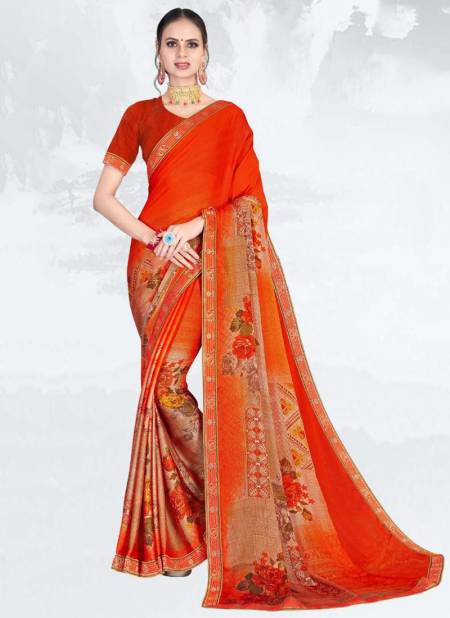 Orange SULAKSHMI BELISHA Fancy Chiffon Printed Casual Daily Wear Saree Collection 2910